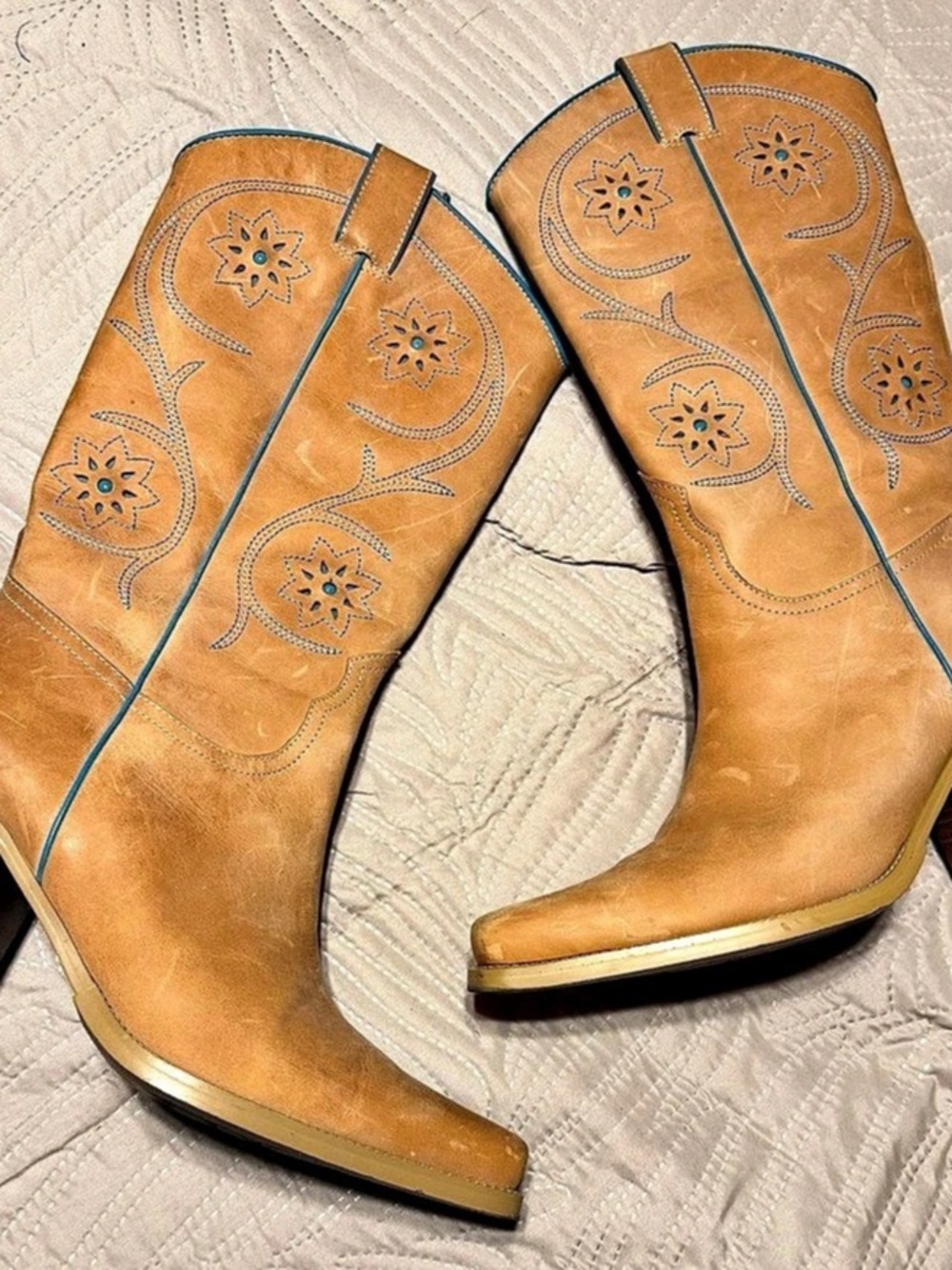 Franco Sarto Embroidered Western Boots Brown US 9M